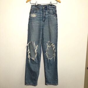 American Eagle Jeans Womens 0 Strigid Highest Rise Baggy Straight Light Wash
